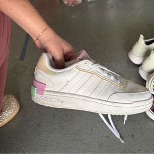Adidas Women's White and Pastel Sneakers